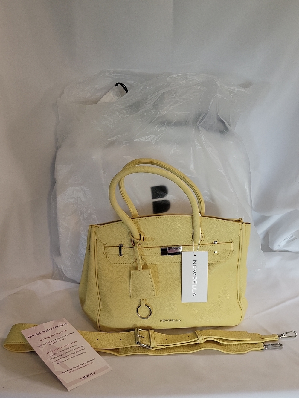 Newbella Soft Yellow Leather Shoulder Bag with Detachable Strap
